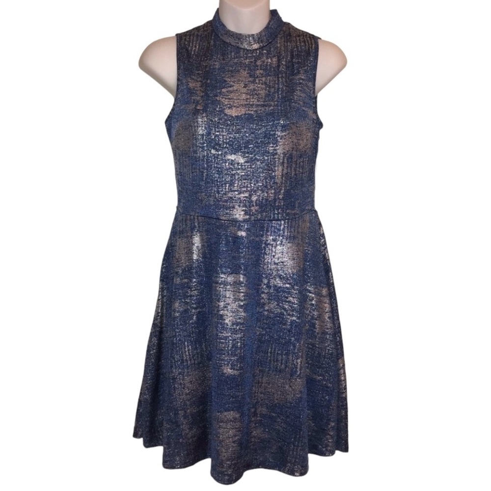 NWT Glam Doll Skater Dress Blue/Silver - Size S